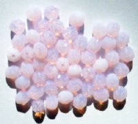 50 6mm Faceted Milky Light Pink Opal Beads